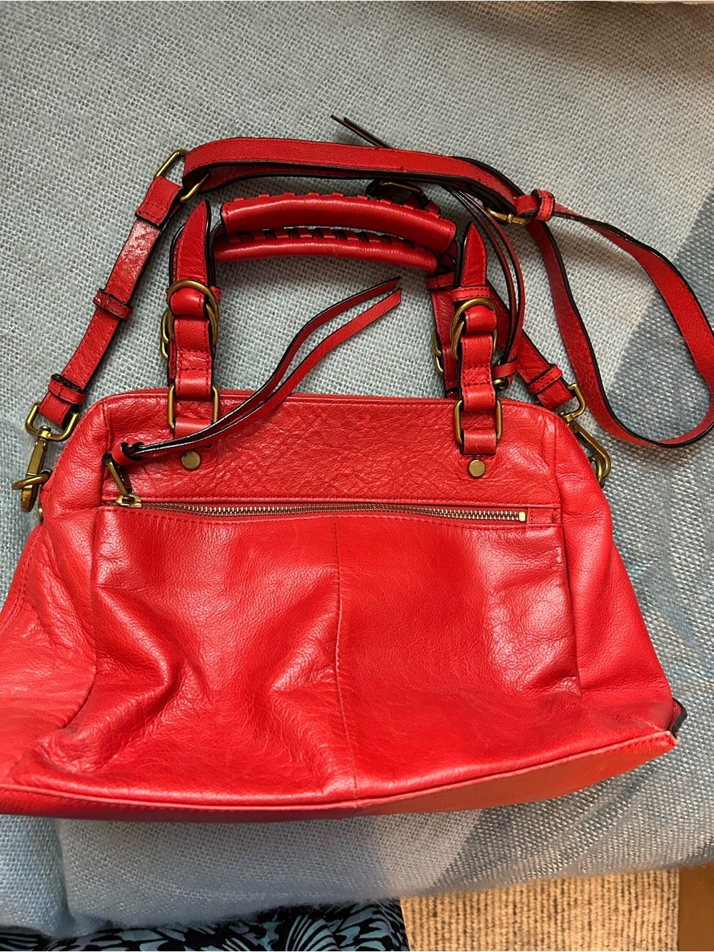 Elliott Lucca Red Leather Satchel Handbag - Women